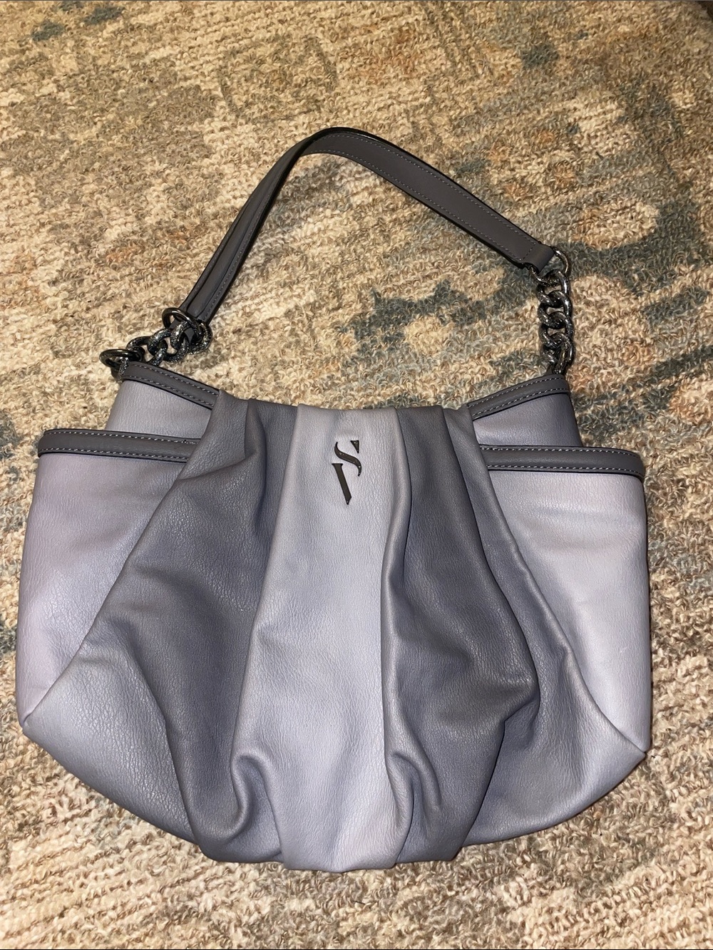 Vera Wang Two-Tone Gray Leather Shoulder Bag